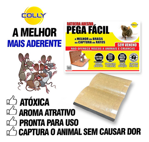 Ratoeira Adesiva De Papel Cola Armadilha Rato Colly 10 Unid