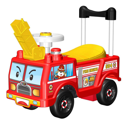 Montable Correpasillos Carrito Impulsor Bombero Mytoy Color Rojo