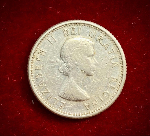 Moneda 10 Centavos Canadá 1960 Plata 0.800 Km 51 Elizabeth 2