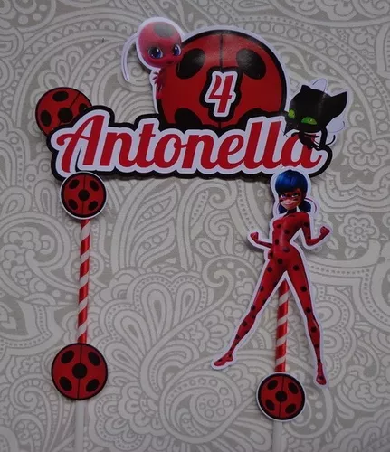 Topo Topper de Bolo Personalizado Ladybug