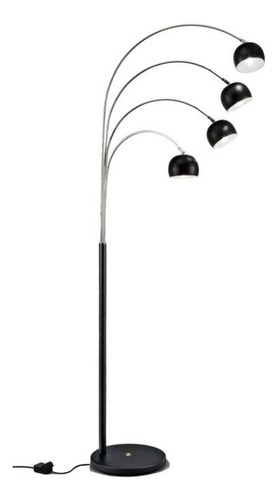 Lampara De Pie Miro 4 Luces Metalica Cuerpo Negro Con Cromo