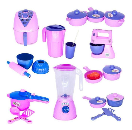 Brinquedo Cozinha Menina Jogo Panela Air Fryer Batedeira 22p