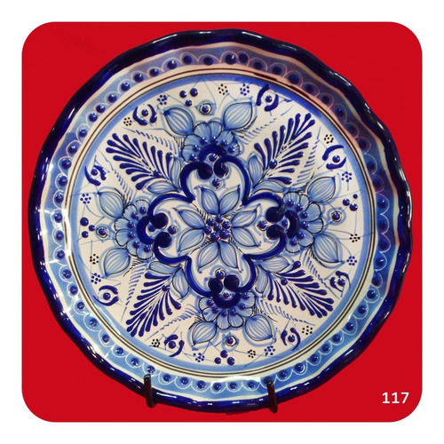 Imagen 2 de 10 de Los Más Vendidos!!! Plato De Talavera Poblana Azul 25 Cm Plt