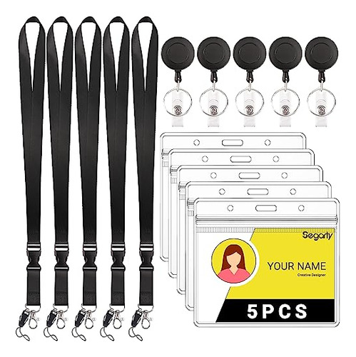 Retractable Lanyards With Id Holder, 5 Pack Horizontal ...