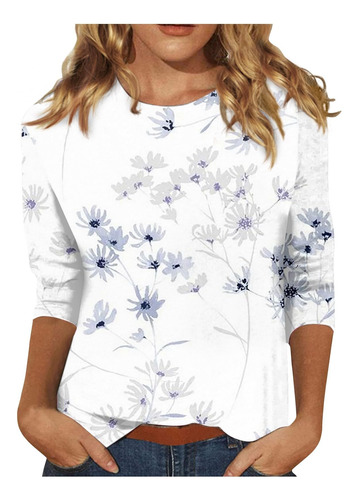 Camiseta Holgada Con Estampado A La Moda Para Mujer, Blusa C