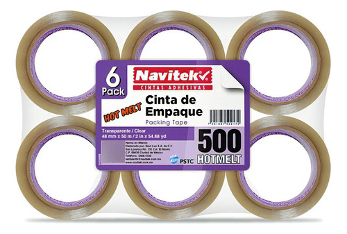 Cinta De Empaque Transparente Navitek 48mmx50m C/6pzs