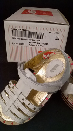 Beb's Sandalias Blancas De Cuero Nena Nº 25 Nuevas