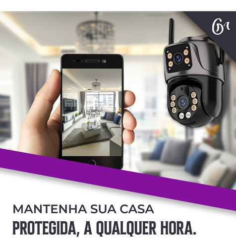 Câmera Wi-fi 360° Lente Tela Dupla Monitoramento Ultra 4k Ip