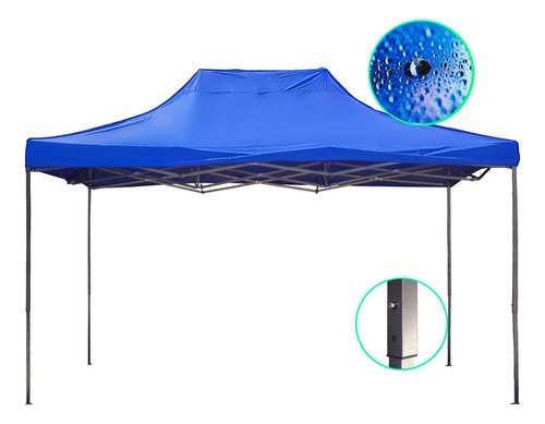 Carpa Toldo Jardín Plegable 3x4.5m Exterior Impermeable Color Azul