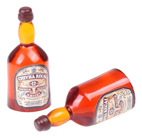 2 Piezas Miniaturas Mini Botellas De Vino De Whisky