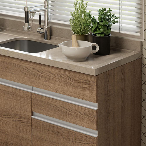 Gabinete Bajo Cocina Madesa Glamy 150cm Sin Encimera Color Marrón 11