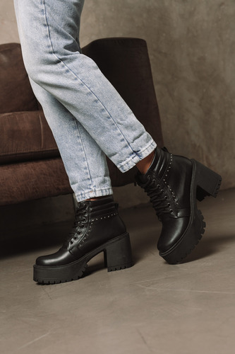 Borcegos Mujer Cuero Taco Alto Plataforma Botas Moda Romi