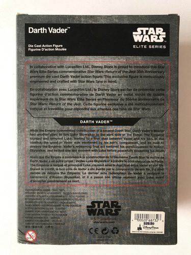 Darth Vader Unmasked Die Cast Metal Disney Star Wars Elite (Usado)