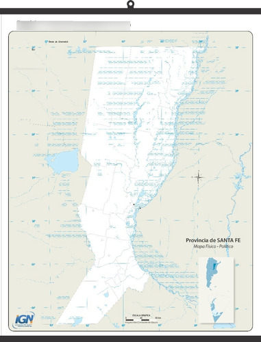 Mapa Prov. De Santa Fe Pizarra Blanca - Apto Marcador 90x70