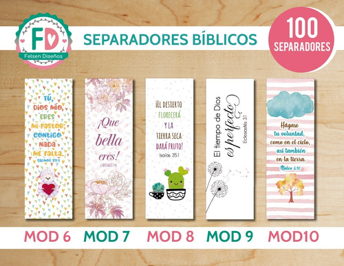 100 Separadores Bíblicos Cristianos Impresos 20 Modelos Envío Gratis