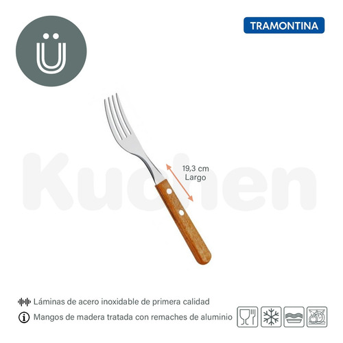 Imagen 2 de 9 de Set X6 Tenedor Tramontina Dynamic De Acero Inoxidable Kuchen