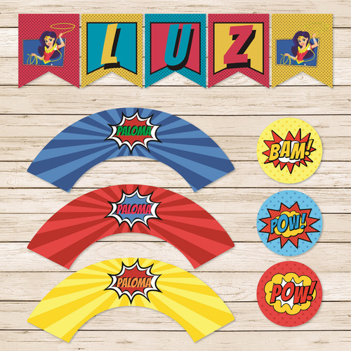 Kit Imprimible Super Héroes Mujer Maravilla Cumpleaños Deco