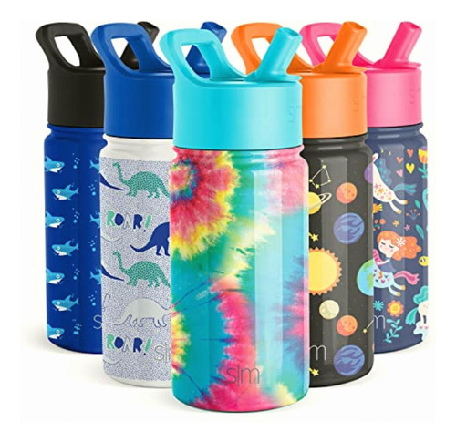 Simple Modern Kids Water Bottle With Straw Insulated Color -tie-dye