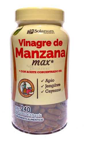 Vinagre De Manzana Max 240 Cápsulas Solanum Sabor Sin sabor