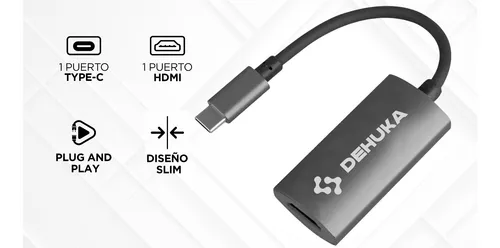 Adaptador Usb C A Hdmi 4k Celulares Notebooks DEHUKA