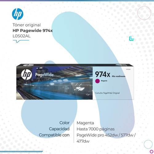 Cartucho Hp 974x Magenta Original L0s02al Pagewide Hp452 477