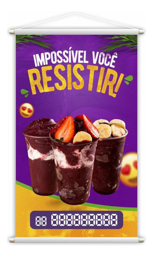 Banner Açaí No Copo Complementos Tele 80x50cm