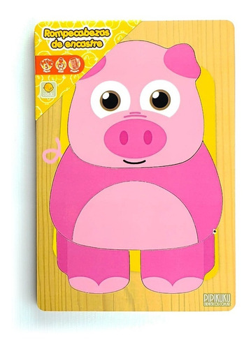 Imagen 2 de 2 de Rompecabezas Chancho 5 Piezas De Madera Juego Pipikuku