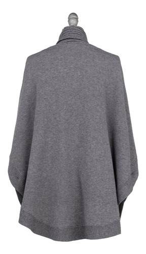 Imagen 4 de 8 de Poncho Capa Abierto Tejido Fino Suave Acanalado Elegante.