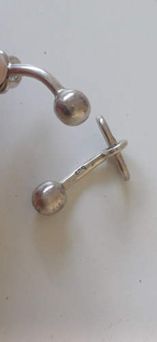 Gemelos Camisa De Plata. Miden 3,5 Cms. Premiun Plateado (Usado)