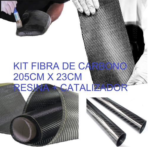 Kit Fibra De Carbono Tela 205 X 23cm + Kit Resina Endurec 3k