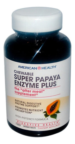American Health Enzima Super Papaya Masticable Plus - 180 Ta