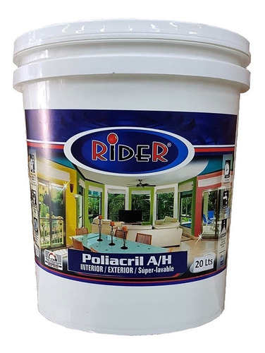 Pintura Rider Poliacril Int/ext Super Lavable Antihongo 4 L