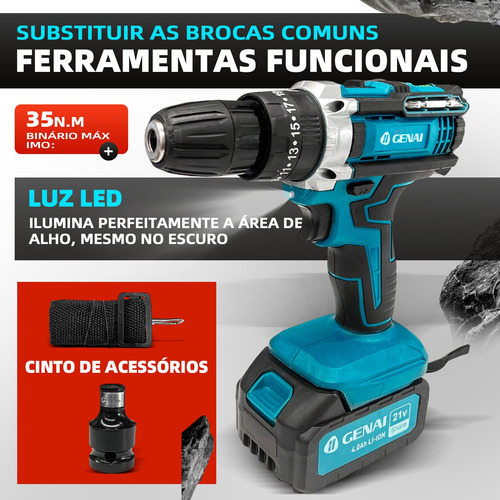 Kit 2 Pc Parafasudeira E Chave De Impacto Sem Fio Origianal