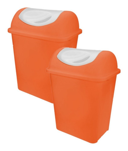 2 Pack Cesto 17l Tapa Balancín Color Naranja