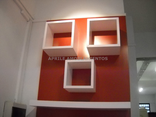 Imagen 3 de 5 de Cubo Repisa Mesa De Luz Flotante Laqueado Herraje Oculto