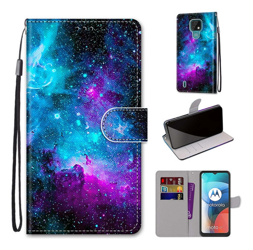 Funda De Piel Para Motorola Moto E7 Con Diseño De Cielo Estr