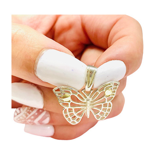 Dije Hermosa Mariposa De Plata Y Oro D 090