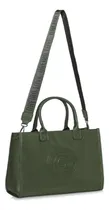 Comprar Cartera Oreiro Love Tote Bag Microfibra Correa Desmontable Acabado De Los Herrajes Verde Color Verde Musgo Correa De Hombro Verde Musgo Diseño De La Tela Lisa