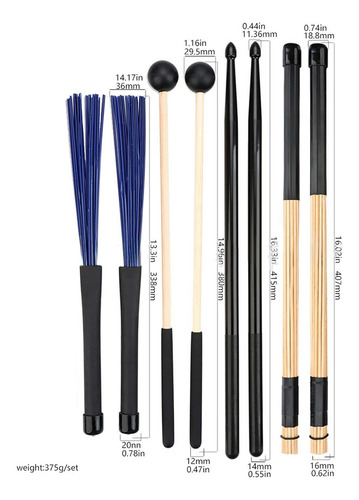 Buques De Batería Mazos Pinceles Set Anti Slip Music Lover