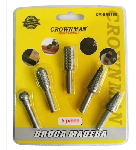 Set Broca Escofina 1/4  Para Madera 5 Piezas