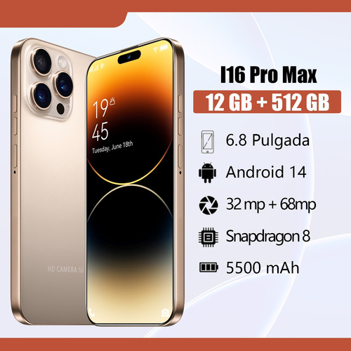Android Dual Sim I16 Pro Max Desbloquea 512gb/12gb Ram 2025 Ultimas Ofertas Soporta 5g Android 14 Pantalla Grande Batería De Larga Duración Smartphone