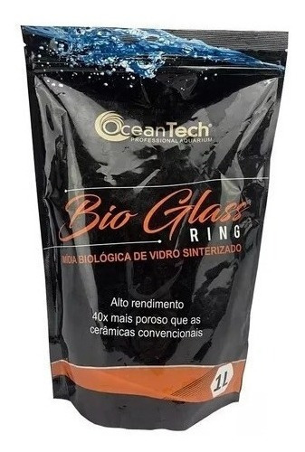 Mídia Biológica Bio Glass Ocean Tech 1l + Bag Para Filtro