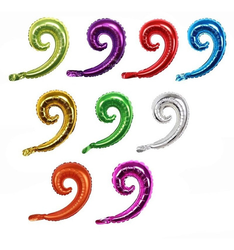 20 Globo Curly Espiral Ondita Colores,adornos Globo Metalico