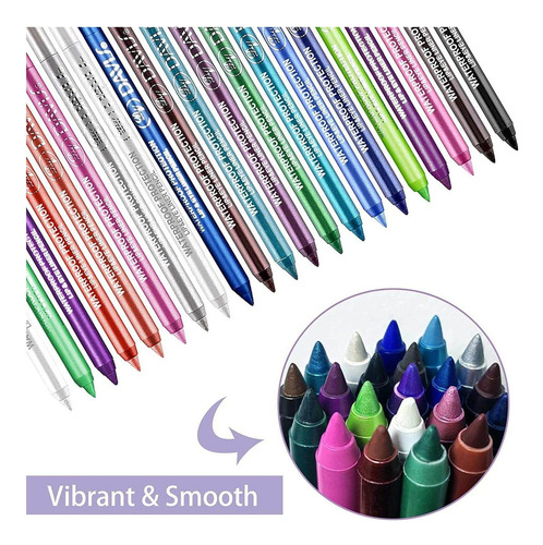21 Colors Eyeliner Pen Set, Eyeliner Pencil Set, Waterproof