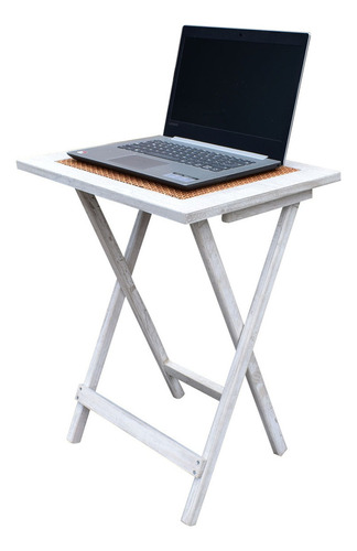 Mesa Plegable De Madera Portátil De Jardín Multiusos Color Rectangular Natura Blanco