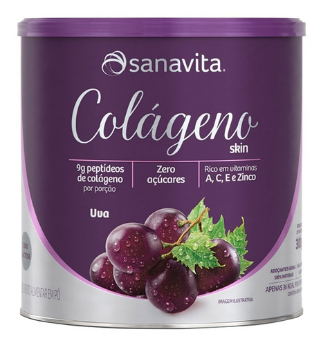 Colágeno Hidrolisado 300g Sanavita Uva