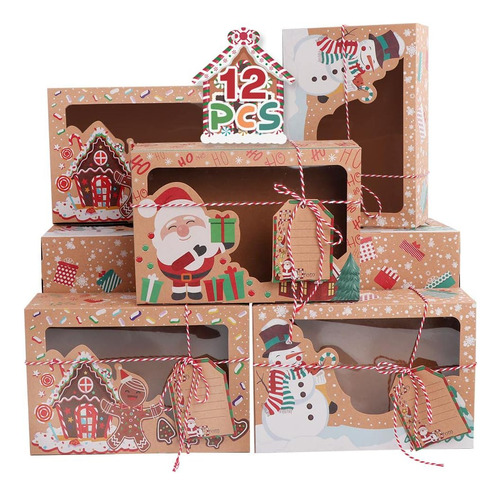 Paquete De 12 Cajas Grandes Para Galletas Navidenas Ourwarm