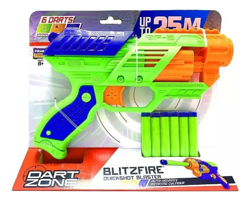 Pistola Lanza Dardos Dart Zone Blitz Fire 25m + 6 Dardos