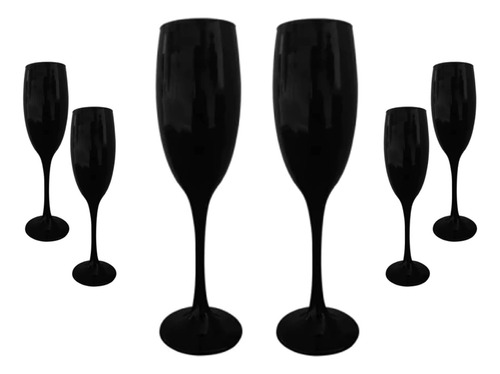 Copas De Champagne X 6 Vidrio Negro Hermoso Diseño Calidad