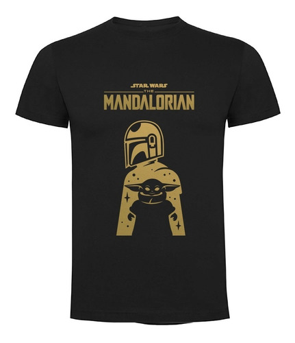 Polera The Mandalorian Star Wars Algodón Color Negro Diseños